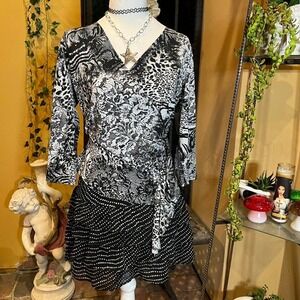 sparkly animal print top black and white